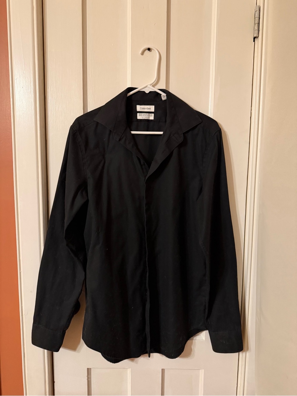 Calvin Klein Men’s Black Long Sleeve Dress Shirt - Spread Collar